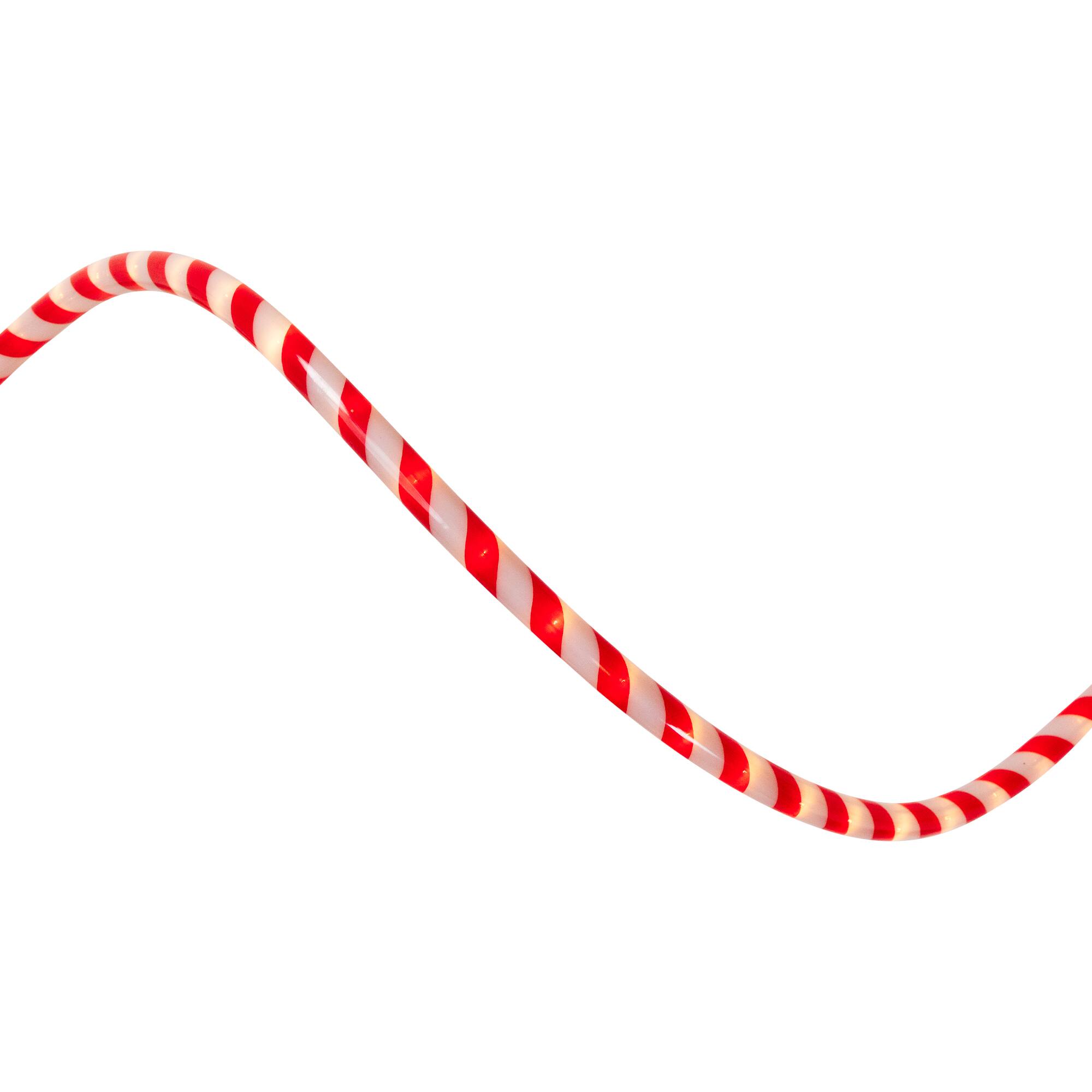 Alt View 3. Northlight - Striped Candy Cane Christmas Rope Lights - Red and White - 18' - Red.