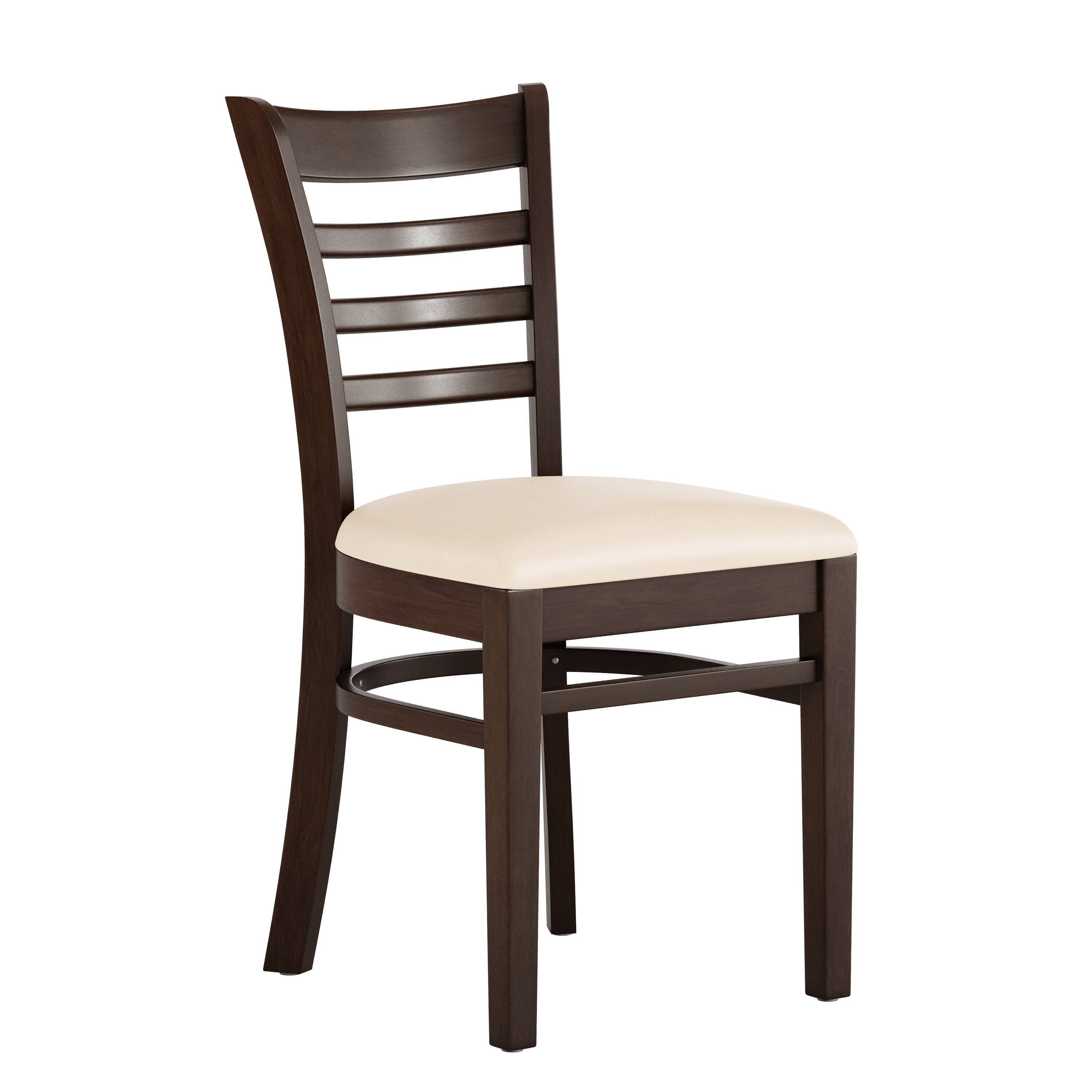 Tan Vinyl Seat/Walnut Wood Frame