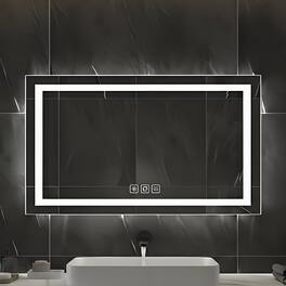 Loheer - LED Bathroom Mirror, Anti-Fog Wall Mounted Vanity Mirror with 3 Color Lights, Dimmable Touch Control for Bathroom