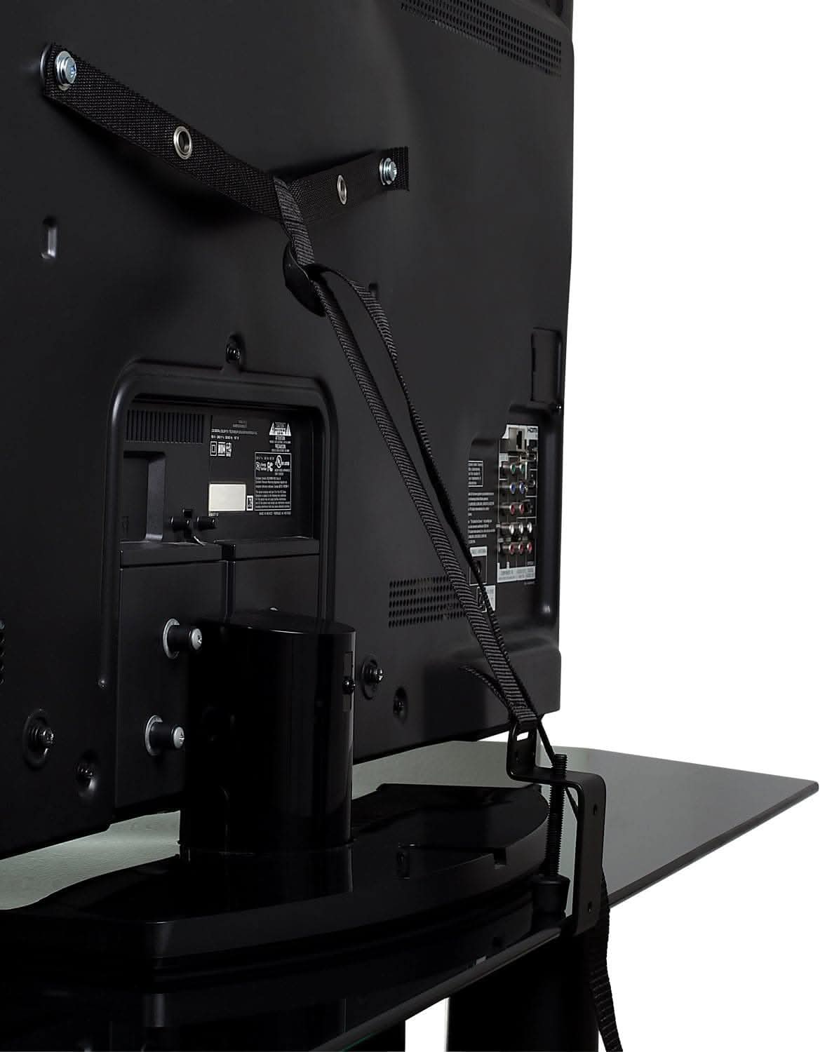 Alt View 9. Mount-It! - Anti‑Tip Prevention TV Safety Straps with Adjustable Length, Heavy‑Duty Metal Clamp & Included Hardware - Black.