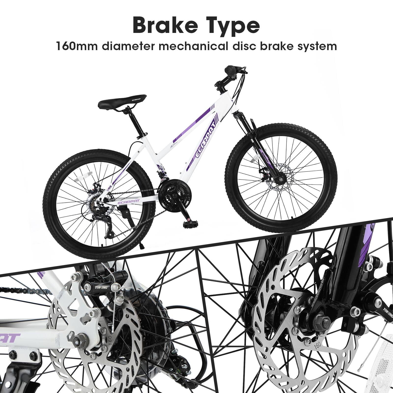 Brake Type  
160mm diameter mechanical disc brake system