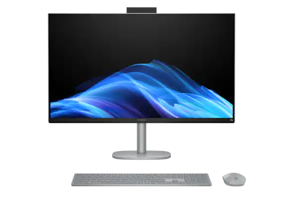Front. HP - HP OmniStudio X All-in-One Computer 31.5" 4K UHD Intel Core Ultra 7, 16 GB;1 TB - Meteor silver.