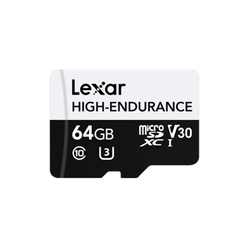 Lexar - 64GB High-Endurance MicroSD Card UHS-I U3 V30 Class 10 100MB/s Read 35MB/s Write for Dash Cams & Security Cameras