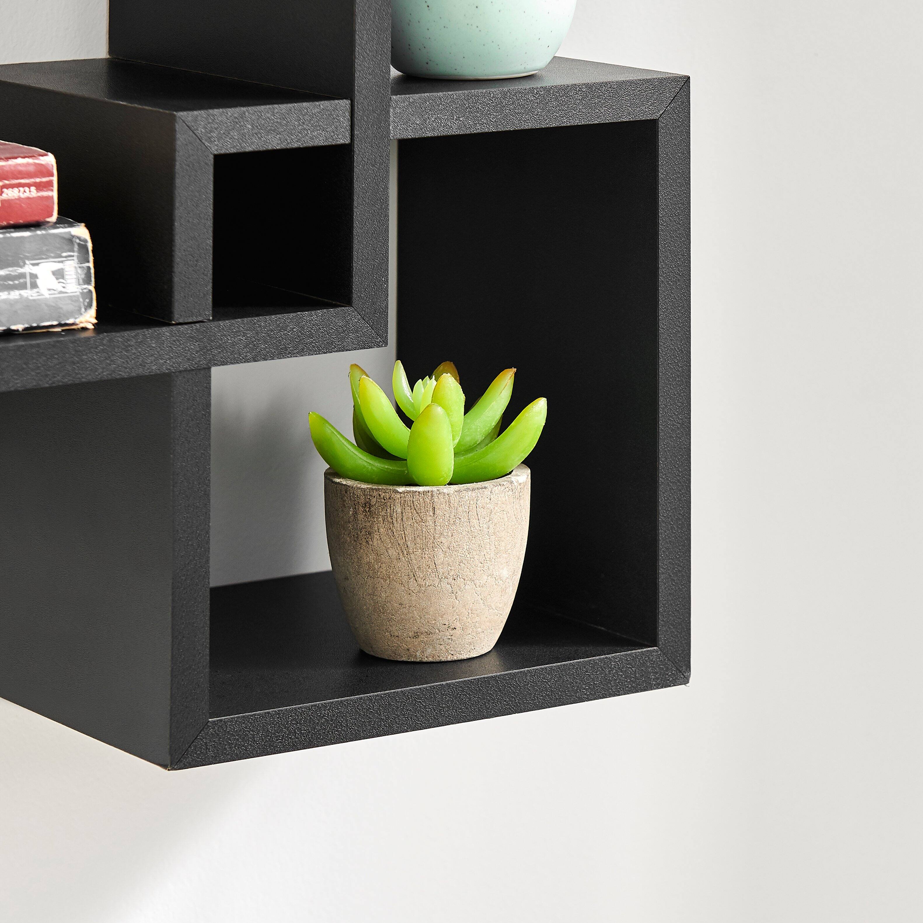 Alt View 4. Danya B - Blocchetto Intersecting Cubes Wall Shelf  - Black - Black.
