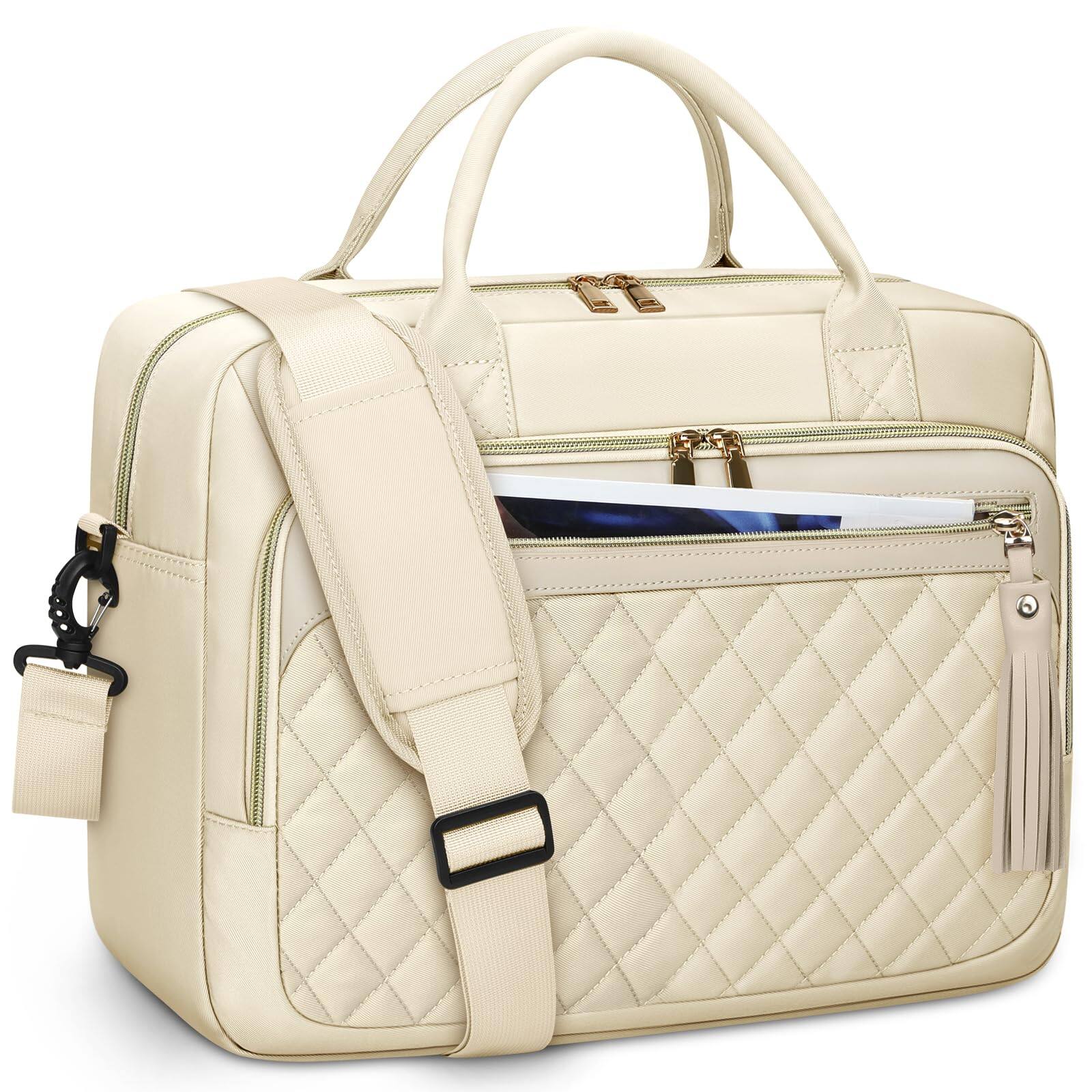 Front. Skar Audio - Laptop Bag Briefcase For Women Waterproof Computer Messenger Shoulder Bags Large Case Work Business Office - Beige.