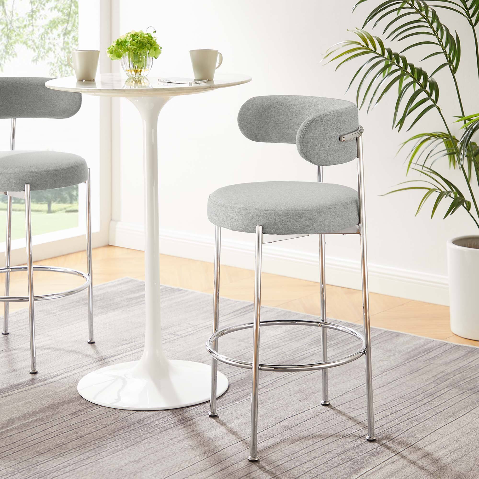 Alt View 1. Modway - Albie Fabric Bar Stools Set of 2 by Modway - Gray Silver.