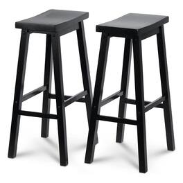 PJ Wood - Classic Saddle-Seat 29 Inch Tall Kitchen Counter Stools, Set of 2 - Black