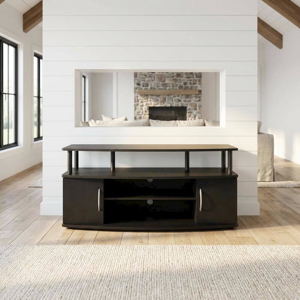 Angle. FurniFact - Darkwood Large Entertainment Center for TVs up to 55 inches with Storage - Darkwood.