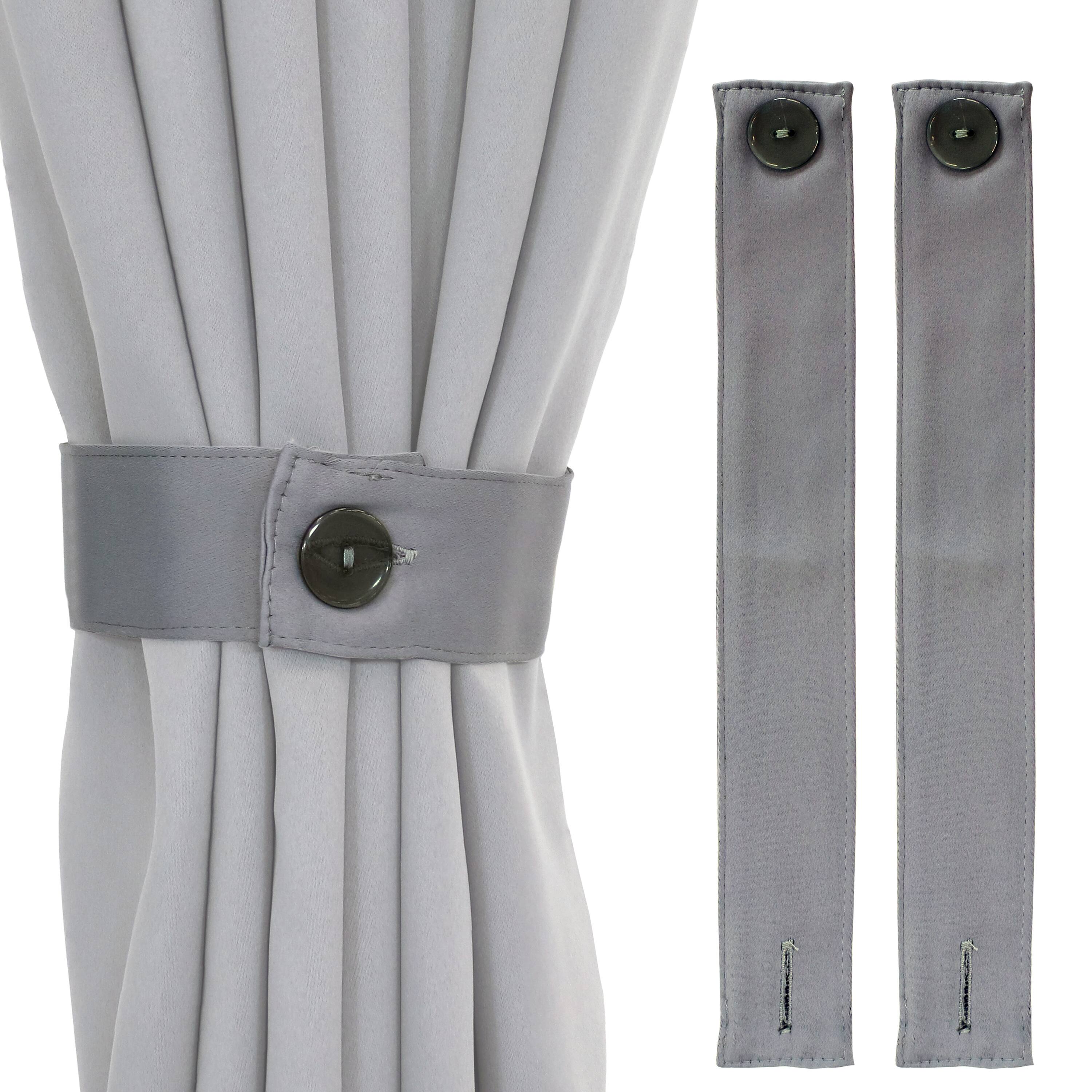 Alt View 4. Sunnydaze - Indoor/Outdoor Polyester Curtain Tiebacks - Set of 2 - Gray.