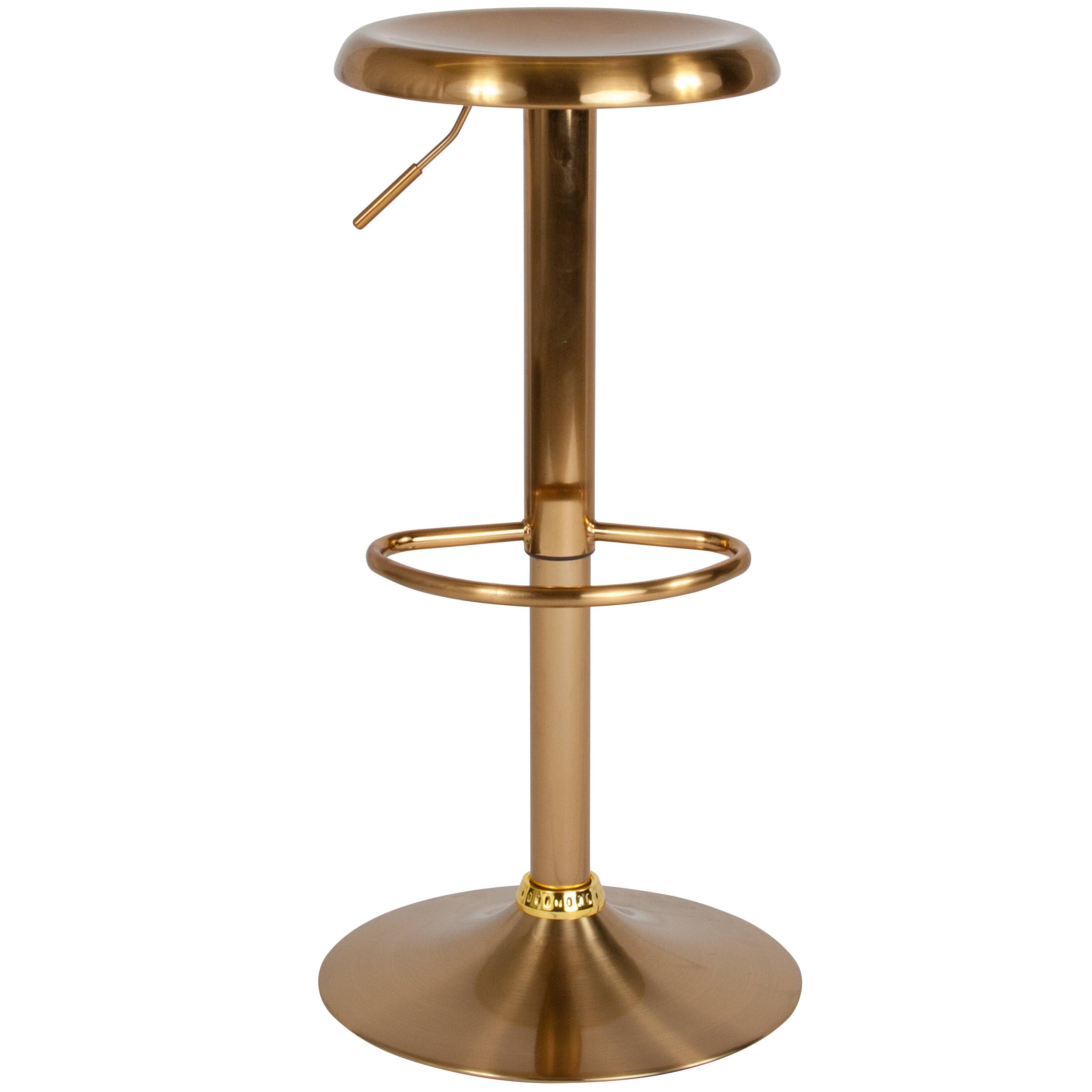 Alt View 6. Emma + Oliver - Adjustable Height Retro Barstool - Gold.