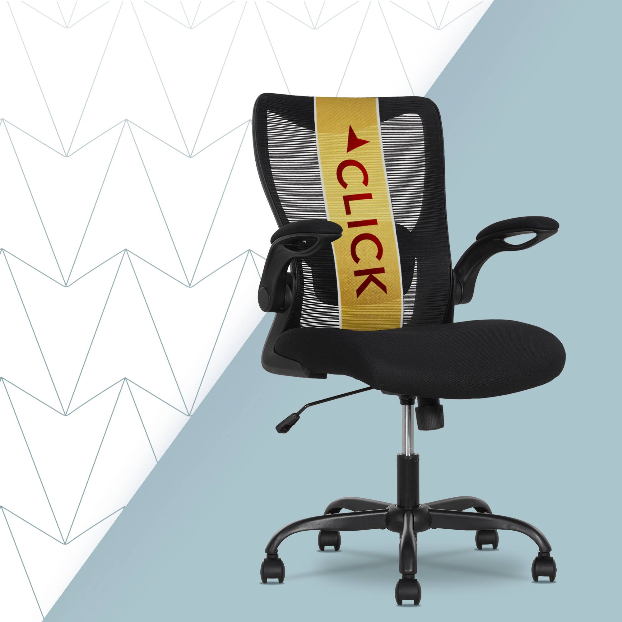Front. Click365 - Ergonomic Mesh Chair, Black - Black.