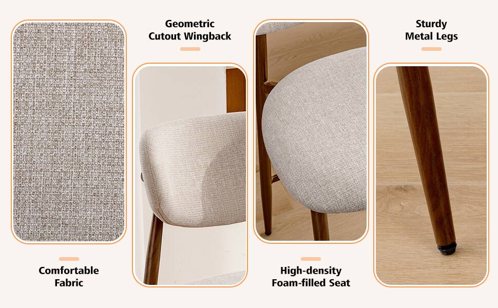 Geometric Cutout Wingback  
Sturdy Metal Legs  
Comfortable Fabric  
High-density Foam-filled Seat