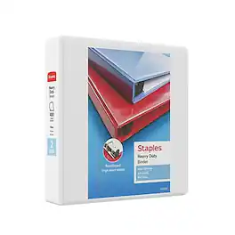 Staples - Heavy Duty 2" 3-Ring View Binder, D-Ring - White
