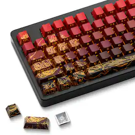 Cedar Assembly - Xvx Shine Through Keycaps - Double Shot Pbt 60 65 75 Side Print Key Caps Custom Set Dye Sub Wave Of Kanagawa - Red