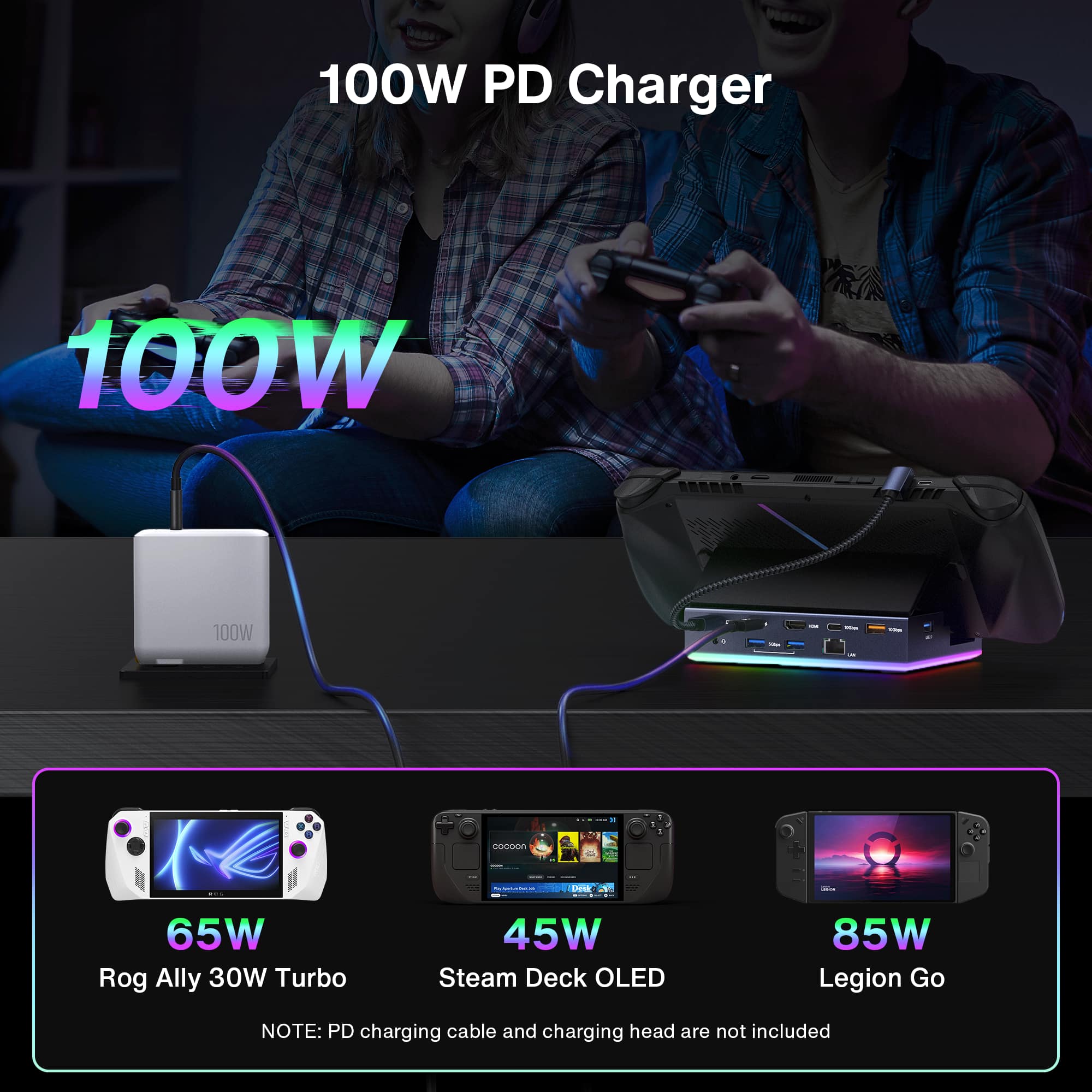 100W PD Charger 100W 100W . - COODUE | CN - 65W Rog Ally 30W Turbo 45W Steam Deck OLED 85W Legion Go
NOTE: PD charging cable and charging head are not included