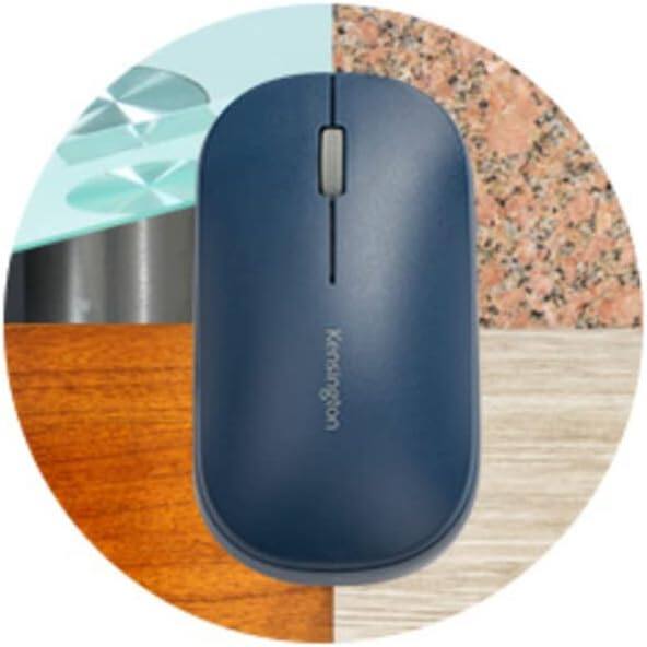 Left. Kensington - Kensington SureTrack Dual Wireless Mouse - Optical - Wireless - Bluetooth/Radio Frequency - 2.40 GHz - Blue - USB 2.0 - Blue.