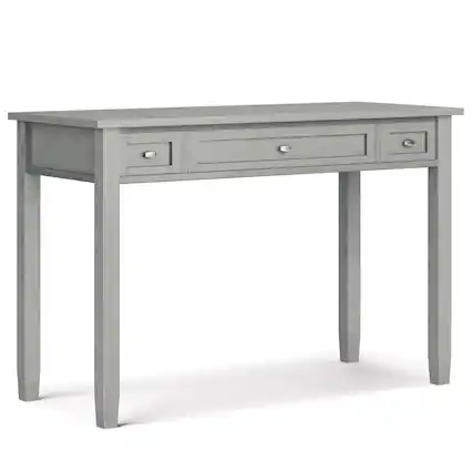 Front. Simpli Home - Warm Shaker SOLID WOOD Transitional 48 inch Wide Writing Office Desk in Fog Grey - Fog Grey.