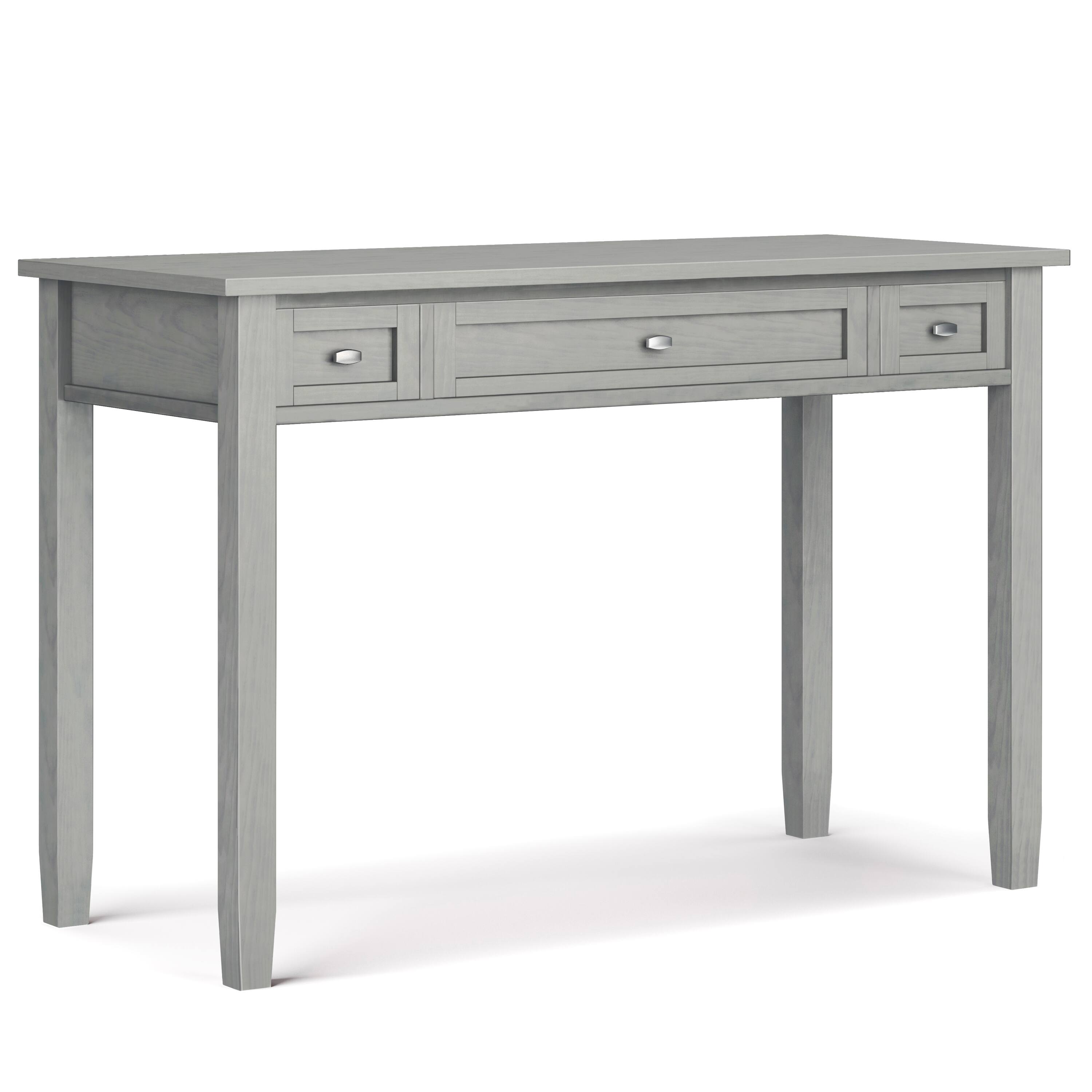 Front. Simpli Home - Warm Shaker SOLID WOOD Transitional 48 inch Wide Writing Office Desk in Fog Grey - Fog Grey.