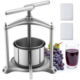 VEVOR - Fruit Wine Press, 0.8 Gallon/3L,Stainless Steel Manual Juice Maker with Powerful T-Shaped Handle, Juice Making for Apple - Silver