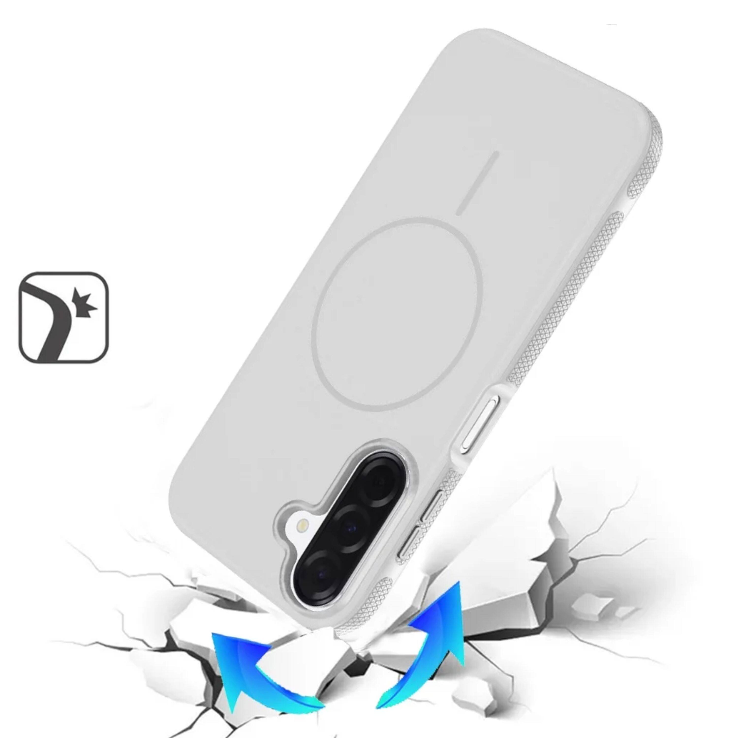 Left. Kitcheniva - Rugged Side Grip Magnetic Circle Phone Case With Tempered Glass For Samsung Galaxy A17 5G Clear - Clear.