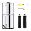 Front. VEVOR - Gravity-fed Water Filter System, 2.25G 304 Stainless-Steel Countertop System, Water Filtration System - Silver.