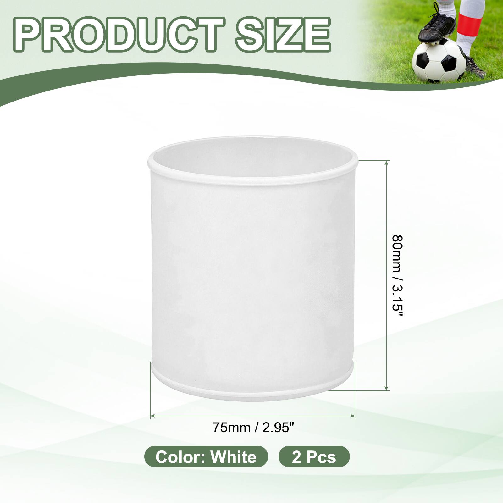 PRODUCT SIZE  
80mm / 3.15"  
75mm / 2.95"  
Color: White  
2 Pcs