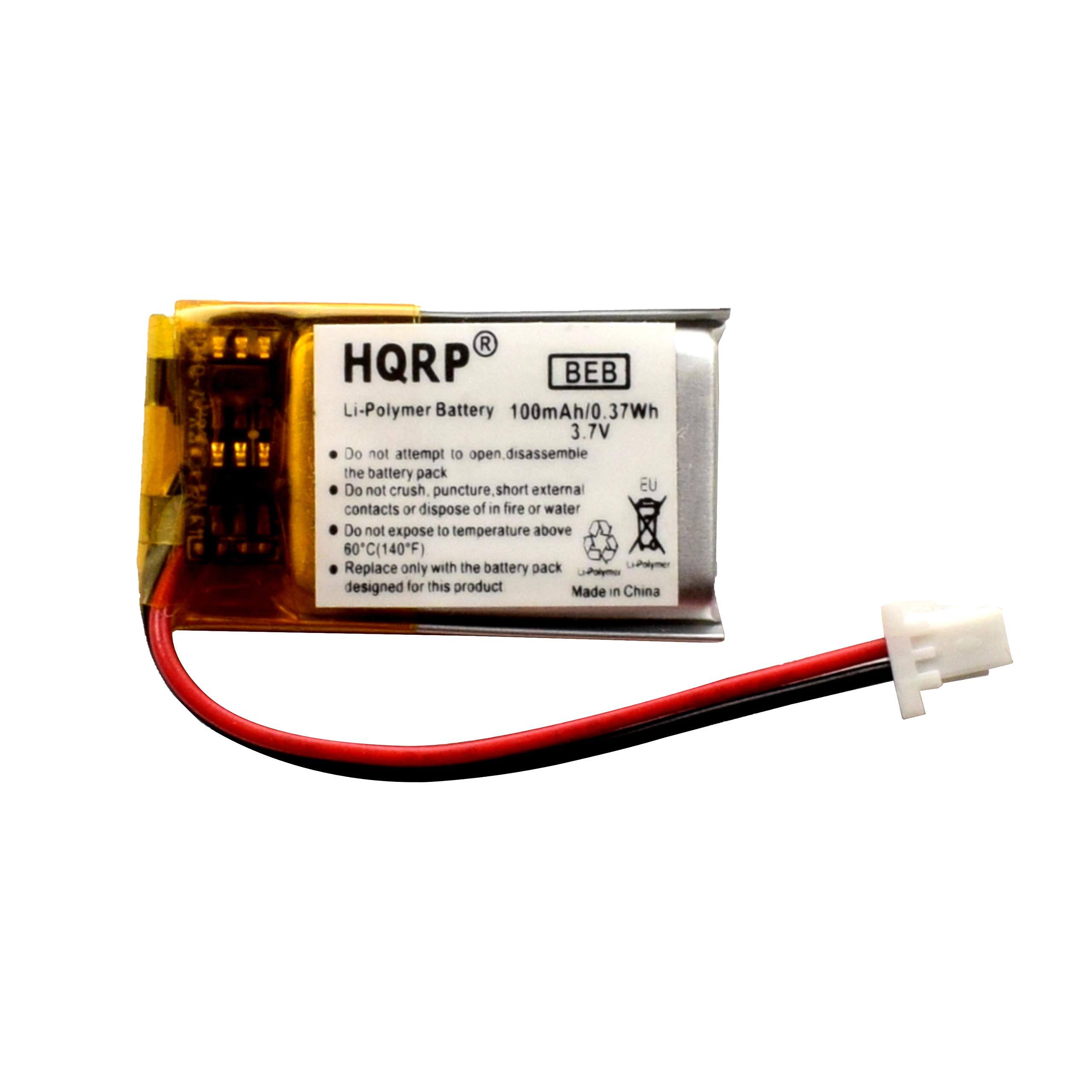 R HQRP BEB Li-Polymer Battery 100mAh/0.37Wh 3.7V

- Do not attempt to open or disassemble the battery pack
- Do not crush, puncture, short external contacts or dispose of in fire or water
- Do not expose to temperature above 60°C (140°F)
- Replace only with the battery pack designed for this product

Made in China