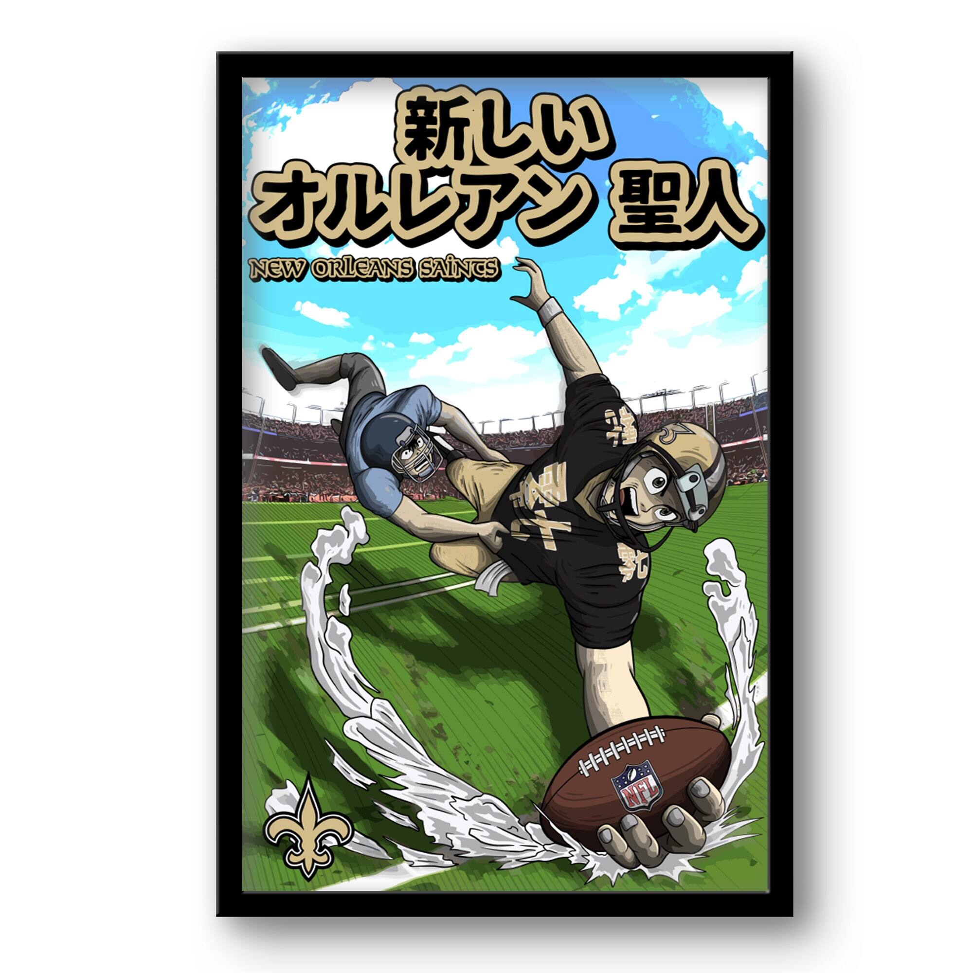 New Orleans Saints 14" x 20" Framed Anime Art Print