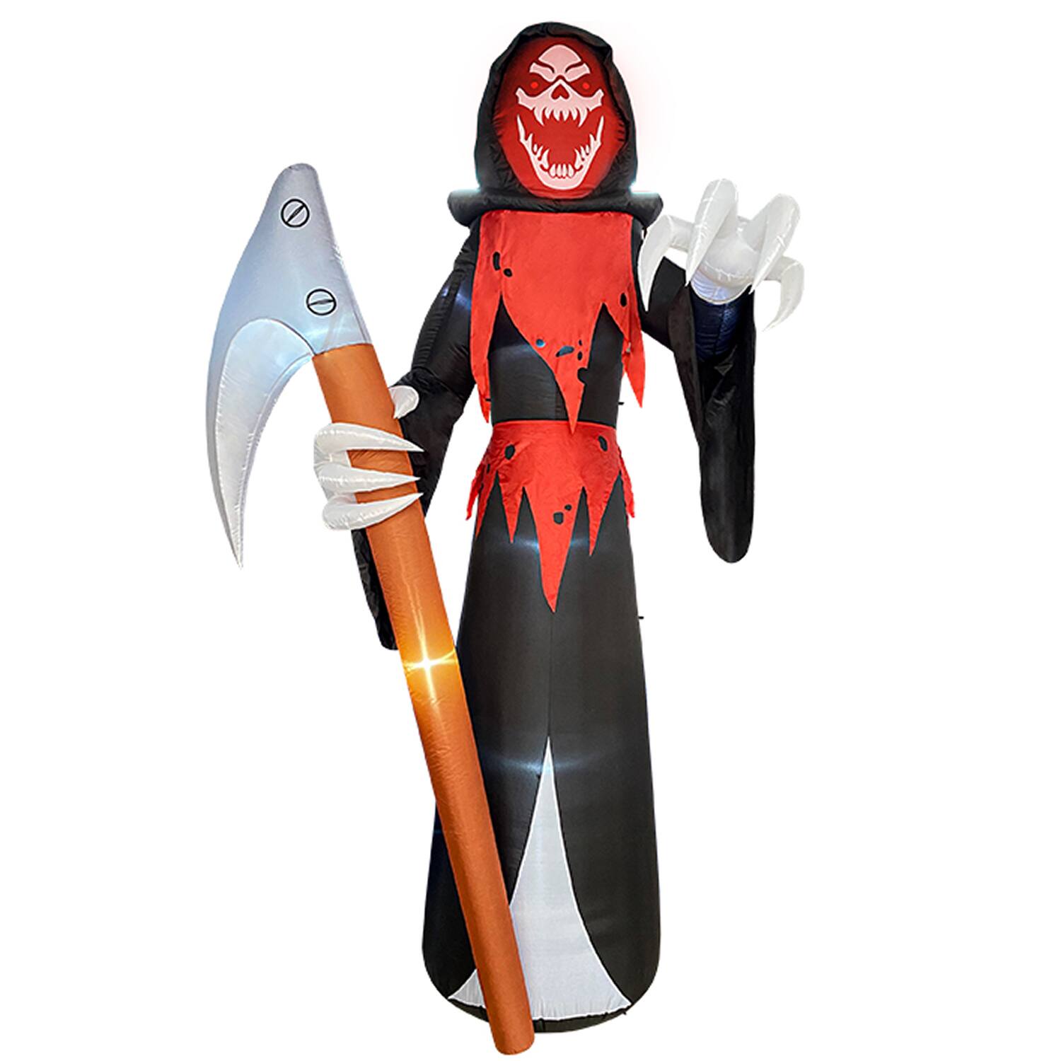 Angle. Joyfy - 12FT Giant Halloween Inflatable Grim Reaper with Scythe – Scary Indoor Outdoor Yard Lawn Garden Decor for Holiday Party - Black.