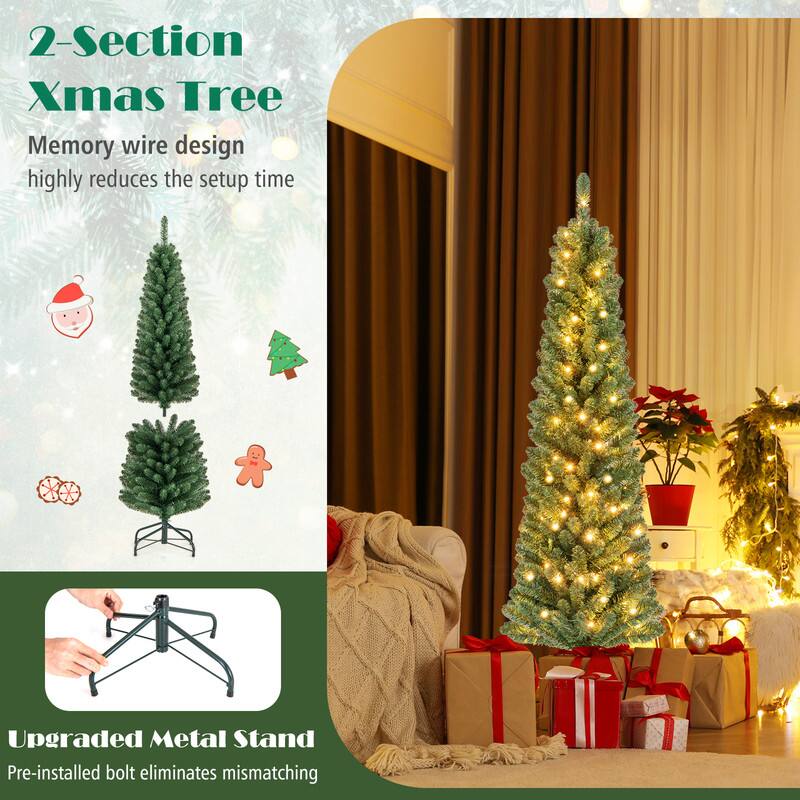 2-Section Xmas Tree  
Memory wire design highly reduces the setup time  

Upgraded Metal Stand  
Pre-installed bolt eliminates mismatching