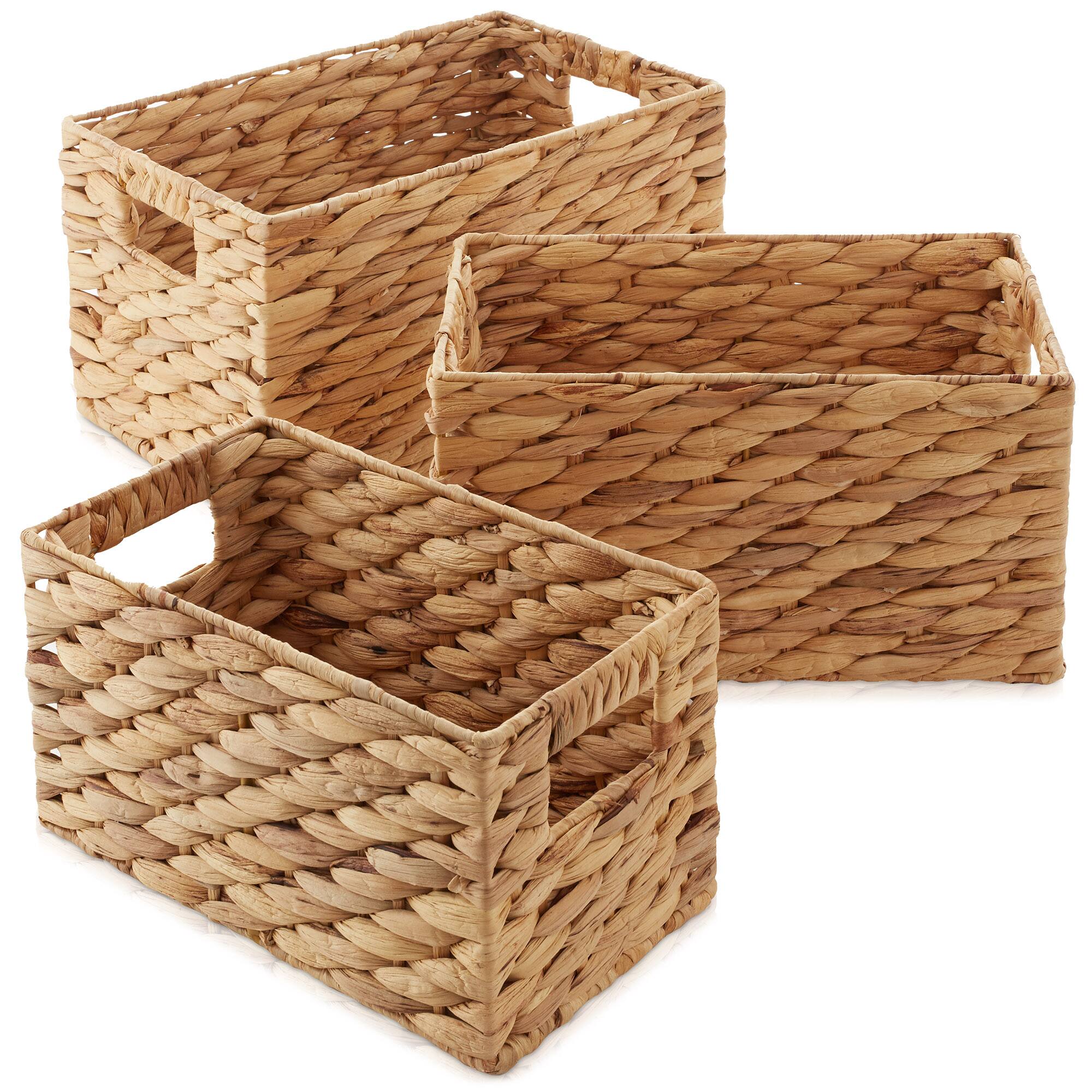 Alt View 2. Casafield - 3 Hyacinth Storage Baskets with Handles - Woven Nesting Bin Organizers - Natural - Hyacinth.