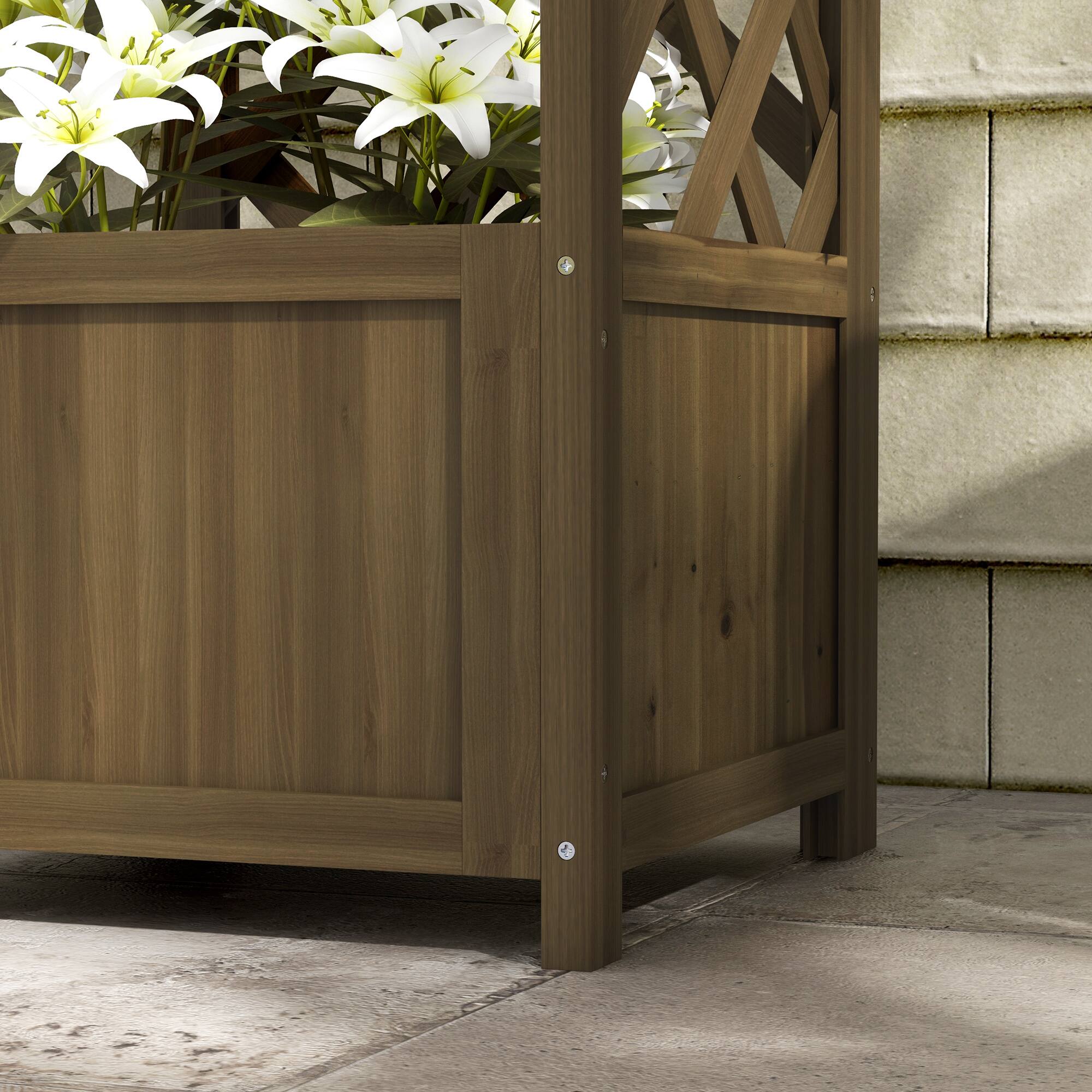 Alt View 8. Outsunny - Raised Garden Bed, Planter with Trellis for Vine Climbing and Vegetables - Carbonized.