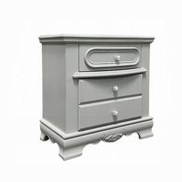 Manhattan Lane - Auri Kids Nightstand, 3 Drawers and Scalloped Base - Gray, Silver