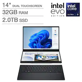 ASUS - Refurbished Excellent - Zenbook DUO 14" OLED Touch Intel Core Ultra 9 285H 2.9 GHz up to 5.4 GHz 32GB 2TB SSD Windows 11 Home - Black