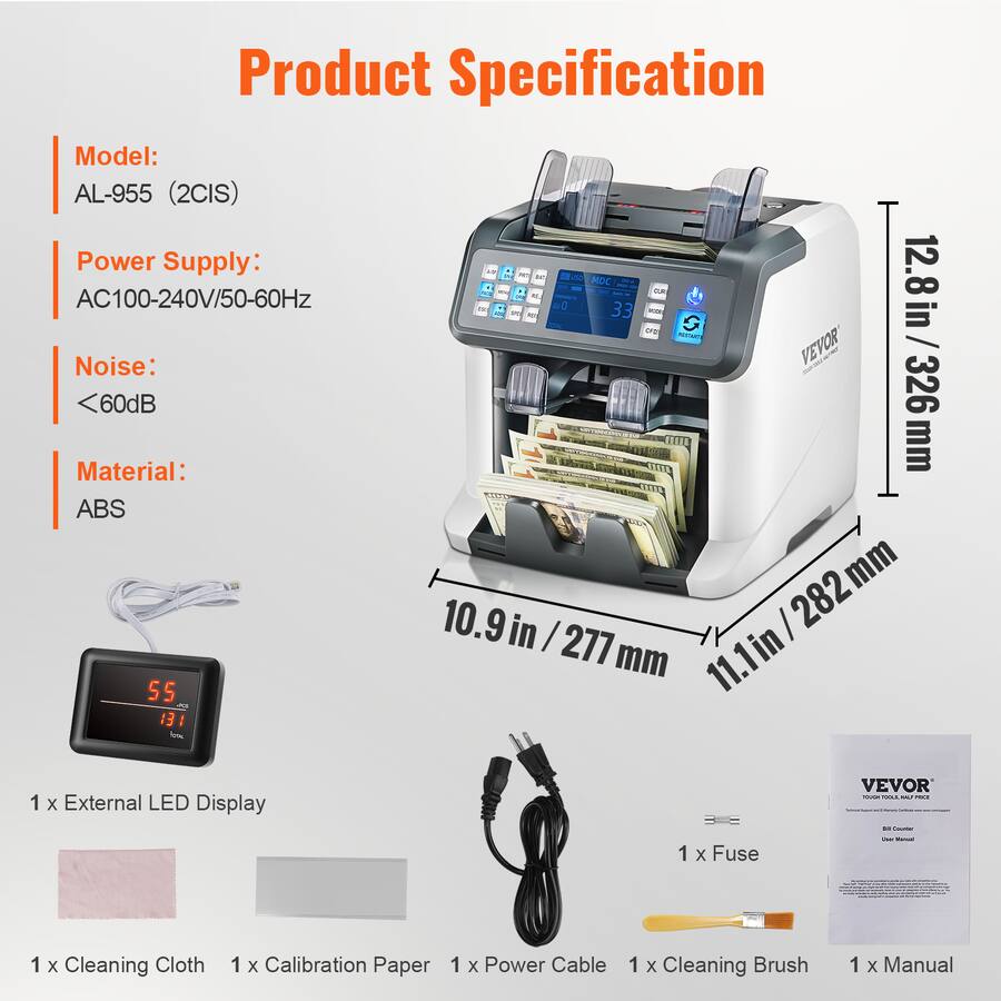 Money Counter Machine, Bill Counter with Mixed Denomination,2CIS, SN,UV ...