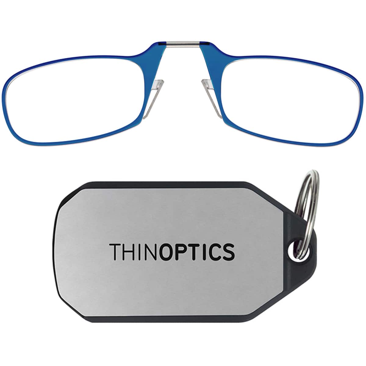 ThinOptics - 2.0 Reading Glasses with Silver KeyChain - Blue