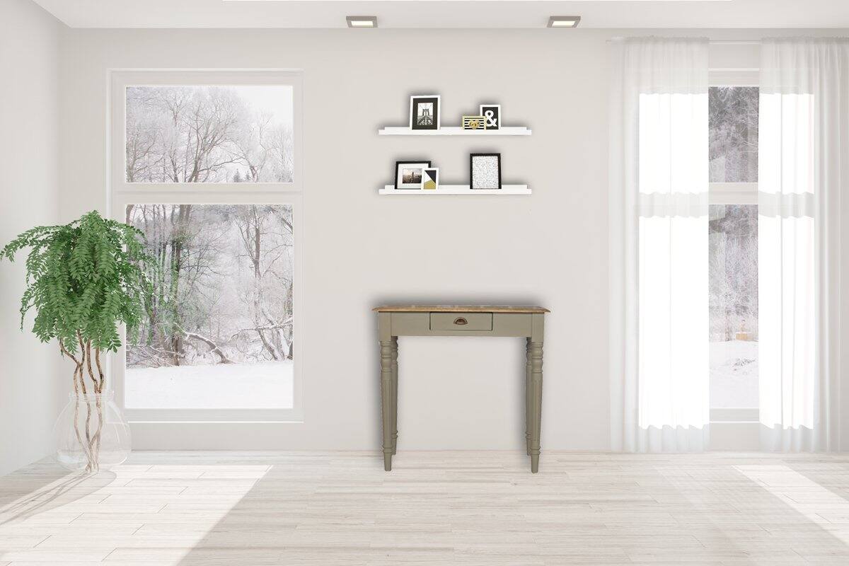 Alt View 8. Artisan Furniture - Artisan Furniture Solid Wood Hand Painted Writing Desk, 1 Drawer, Grey - Grey.