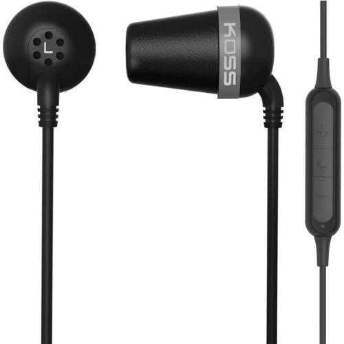 Angle. Koss - Koss 196982 The Plug Bluetooth Earbuds With Microphone And In-line Control, Black - Black.