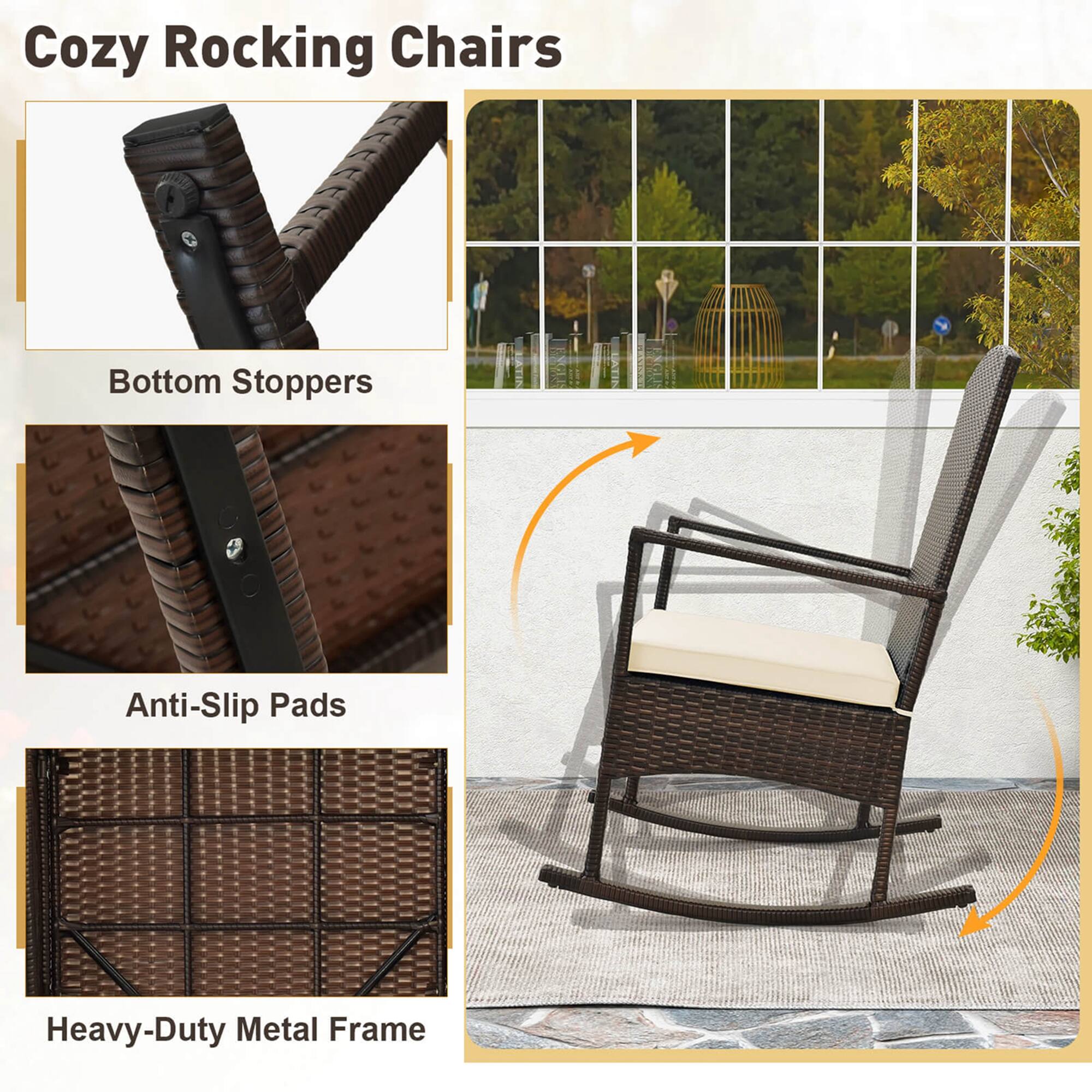 Cozy Rocking Chairs

- Bottom Stoppers
- Anti-Slip Pads
- Heavy-Duty Metal Frame