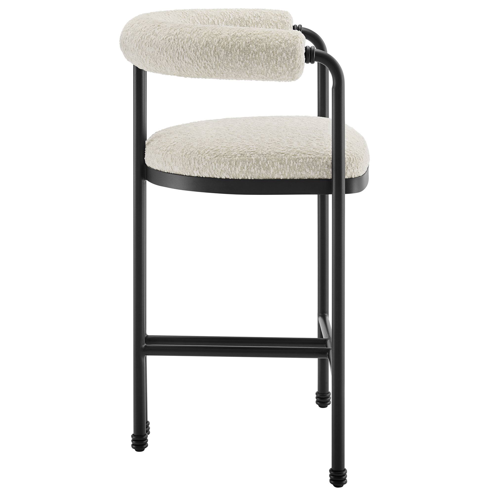 Back. Modway - Turin Curved Back Boucle and Metal Counter Stool - Black.