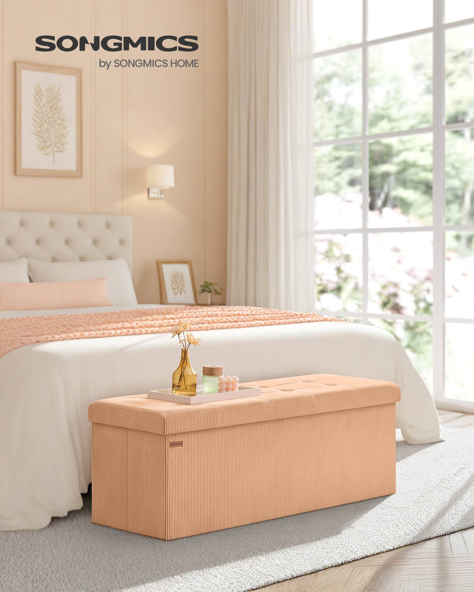 Songmics Home MAZIE Collection Storage Ottoman Bench, Foldable