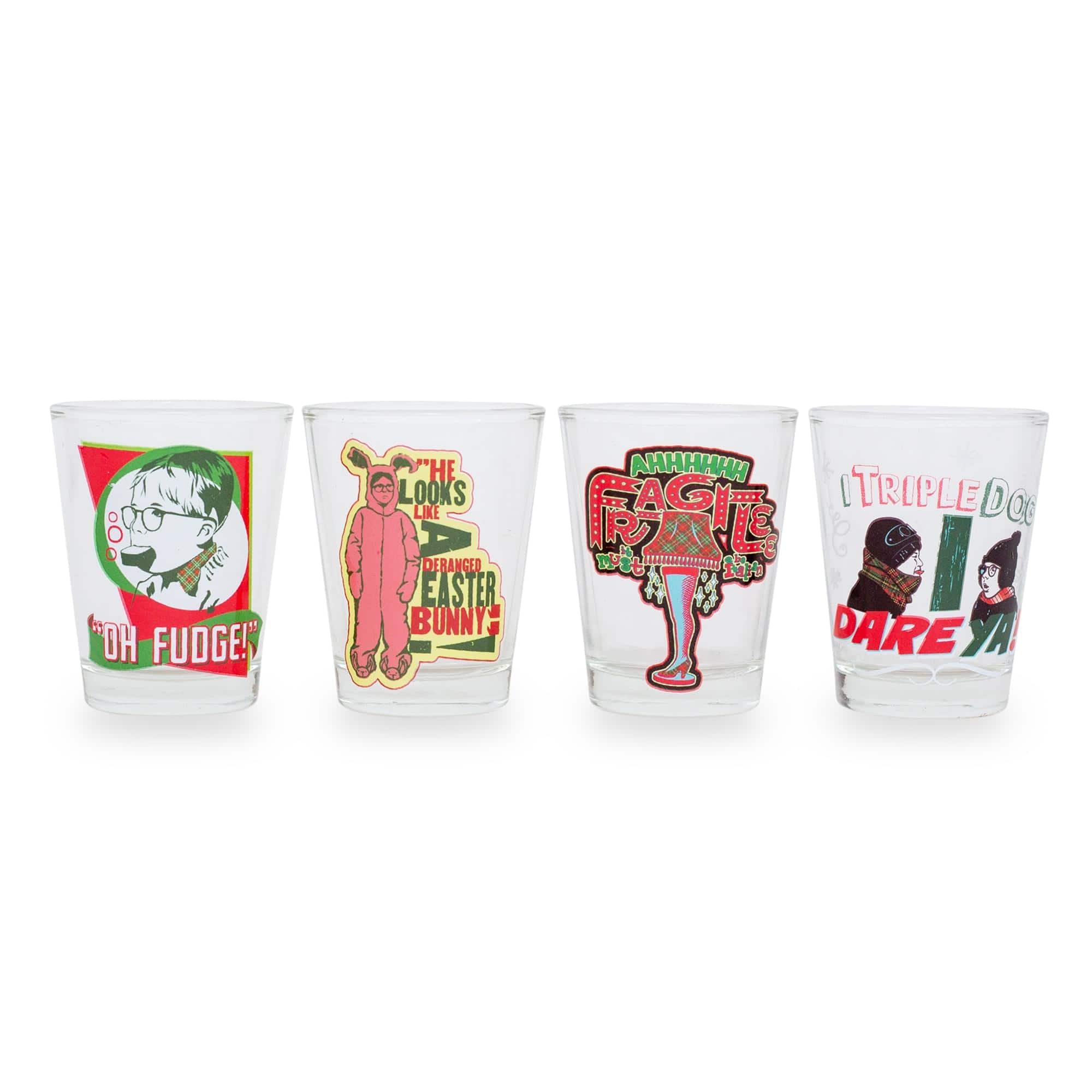 Silver Buffalo - A Christmas Story Quotes 2-Ounce Mini Shot Glasses | Set of 4 - Red price history on PriceWatchPro
