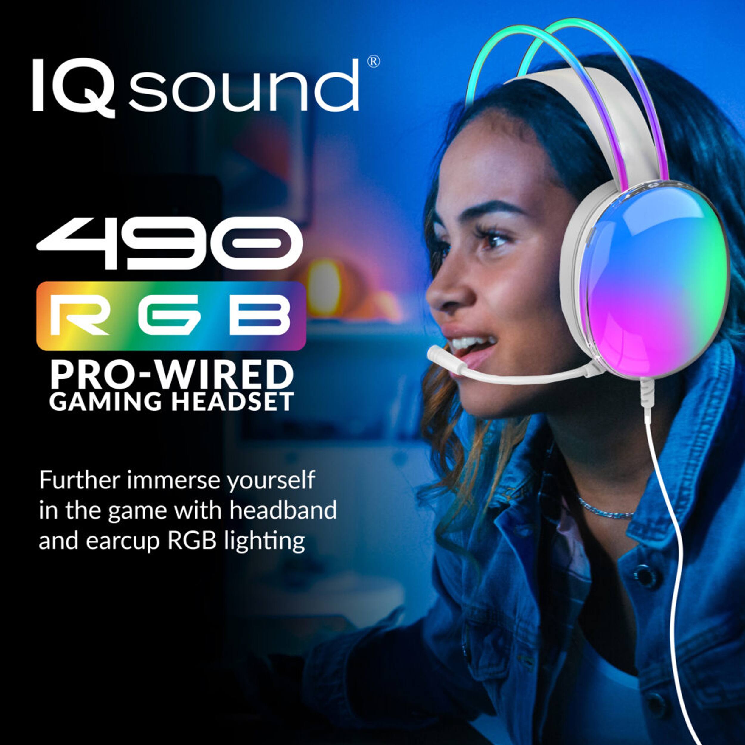 IQ sound 490 RGB PRO-WIRED GAMING HEADSET  
Further immerse yourself in the game with headband and earcup RGB lighting