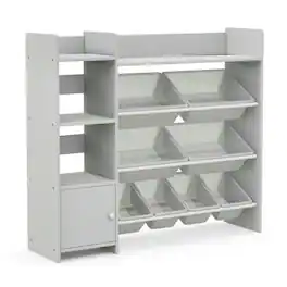 Kadyn - 4-Tier Kids Bookshelf and Toy Storage Rack with 8 Toy Organizer Bins-Grey, Kids Toy Storage for Kids, Boys, Girls - Gray