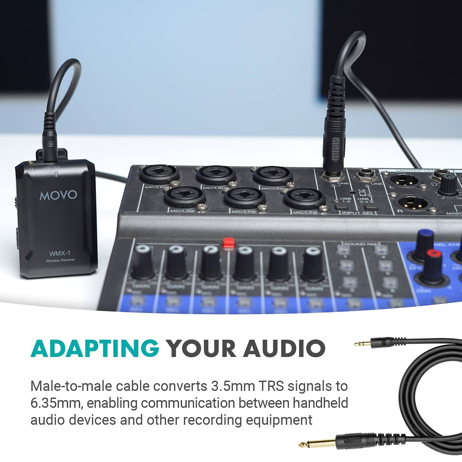 ADAPTING YOUR AUDIO

Male-to-male cable converts 3.5mm TRS signals to 6.35mm, enabling communication between handheld audio devices and other recording equipment