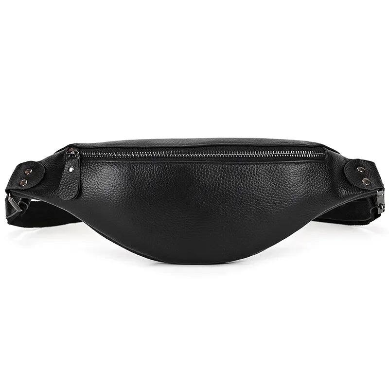 Front. Steel Horse Leather - The Walcott Leather Waist Bag | Black Leather Fanny Pack - Black.