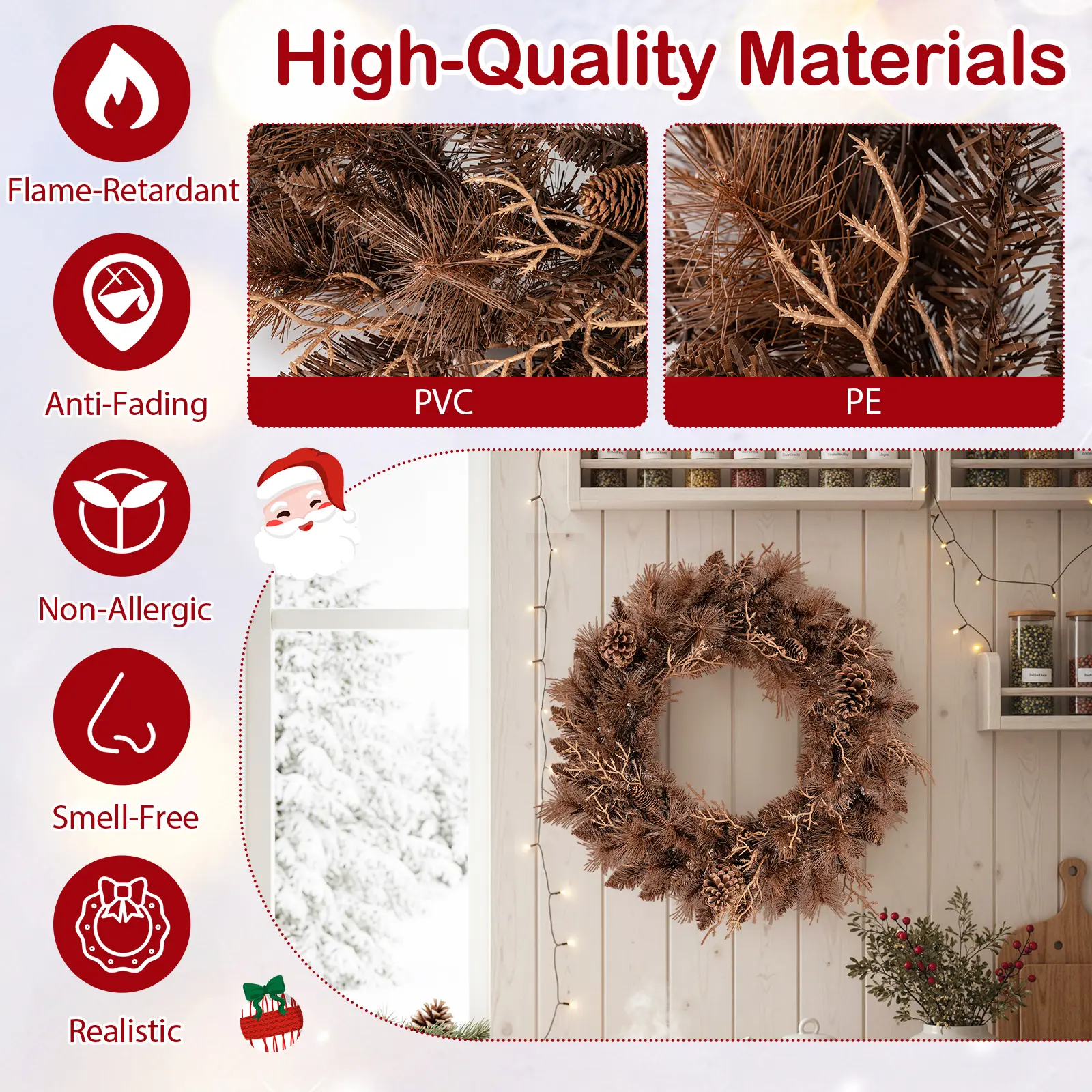 High-Quality Materials

- Flame-Retardant
- Anti-Fading
- Non-Allergic
- Smell-Free
- Realistic

PVC
PE
