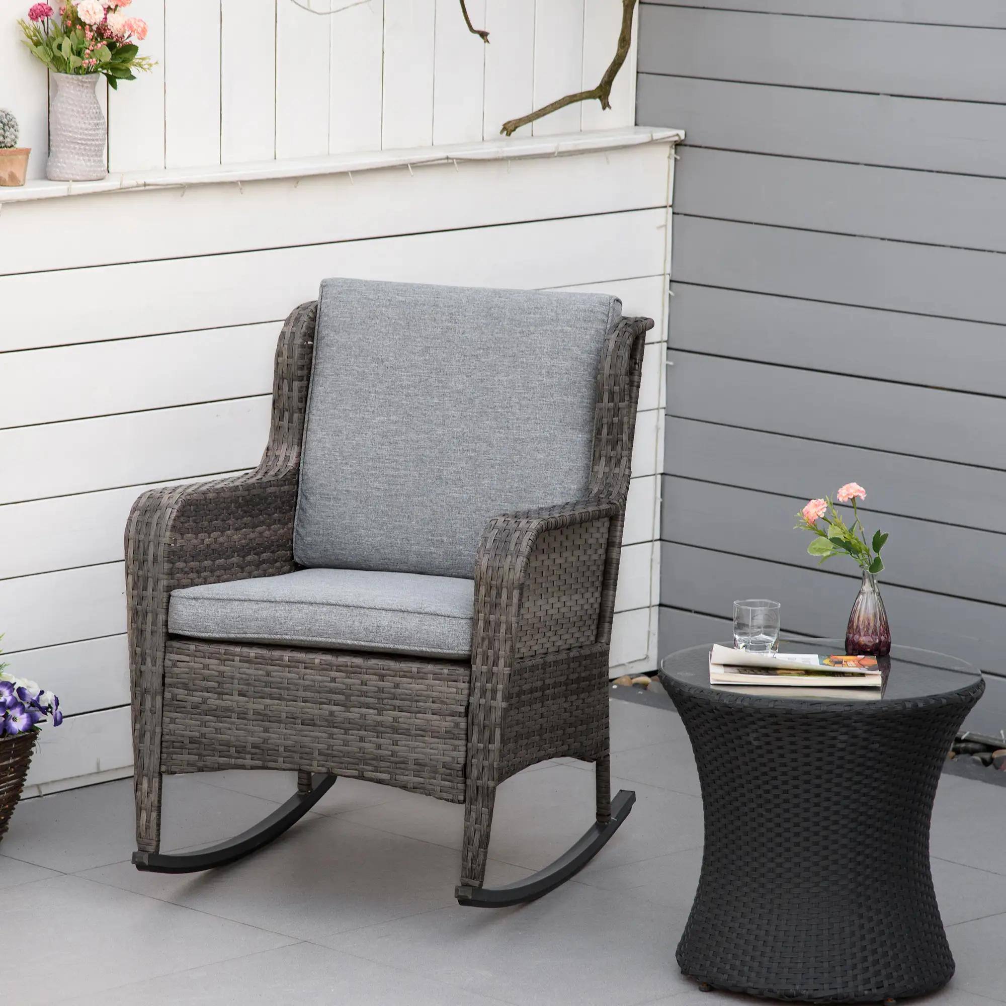 Alt View 10. Resenkos - Resenkos Outdoor PE Rattan Swing Chair, Garden Patio Lounger with Soft Cushions, Classic Style Swing, Gray - Gray.