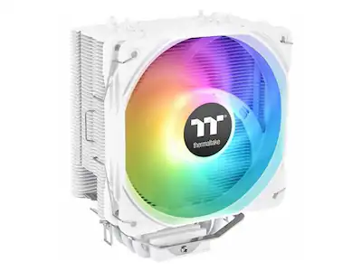 Front. Thermaltake - Thermaltake UX200 SE White 170W CPU Cooler, 5V ARGB Sync, 15 LEDs, Hydraulic Bearing, LGA1700/AM5/AMD - White.