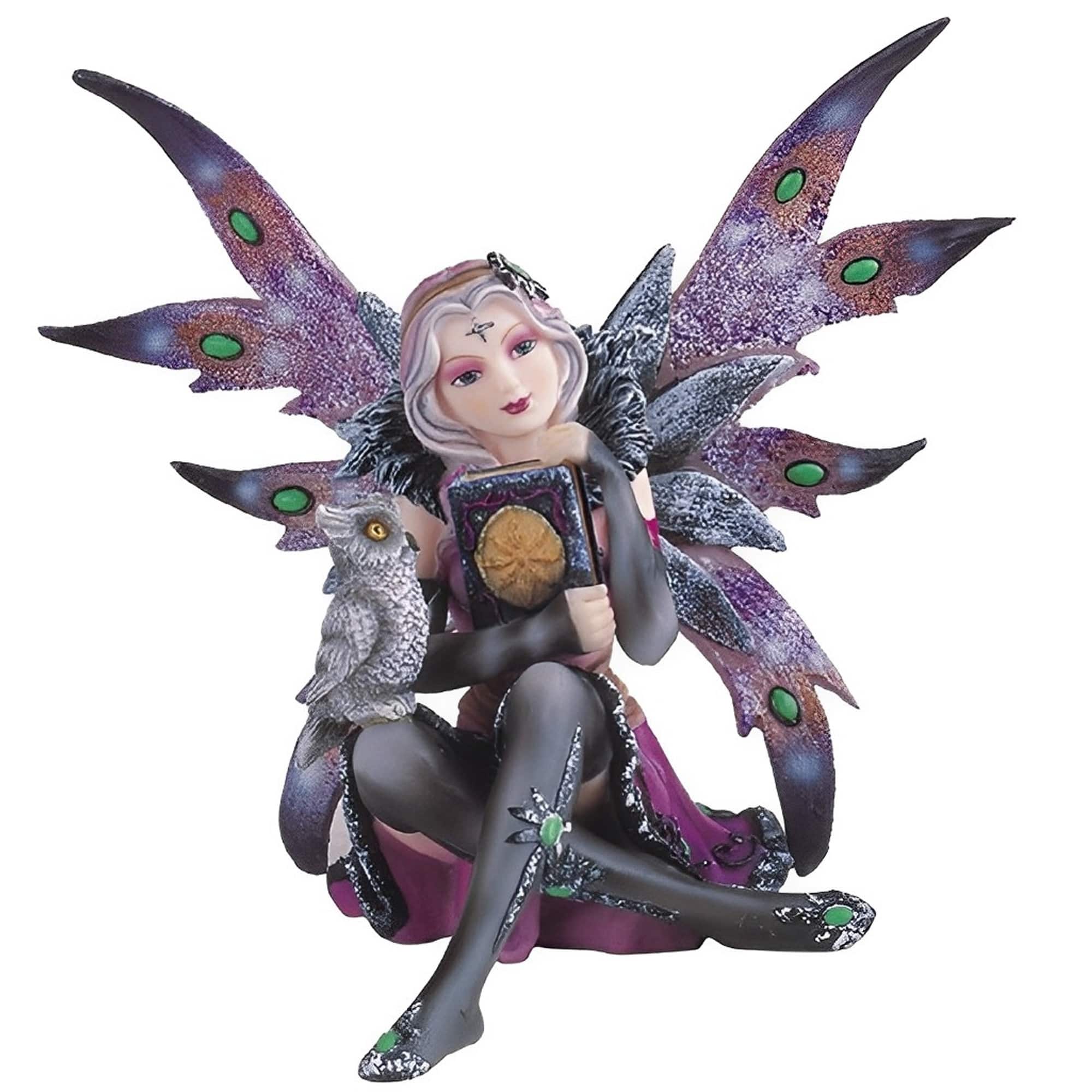 FC Design - 6"W Fairy Reading with an Owl Figurine Statue Office Desk Tabletop Home Decor Gift - Multi-Color